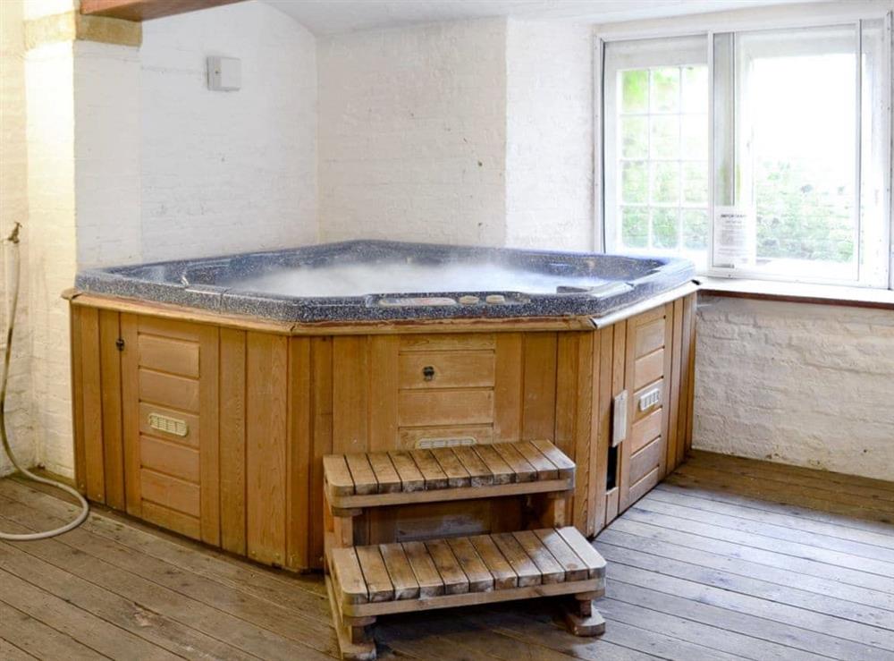 Relaxing hot tub at Armswell House in Plush, Nr Piddletrenthide, Dorset., Great Britain
