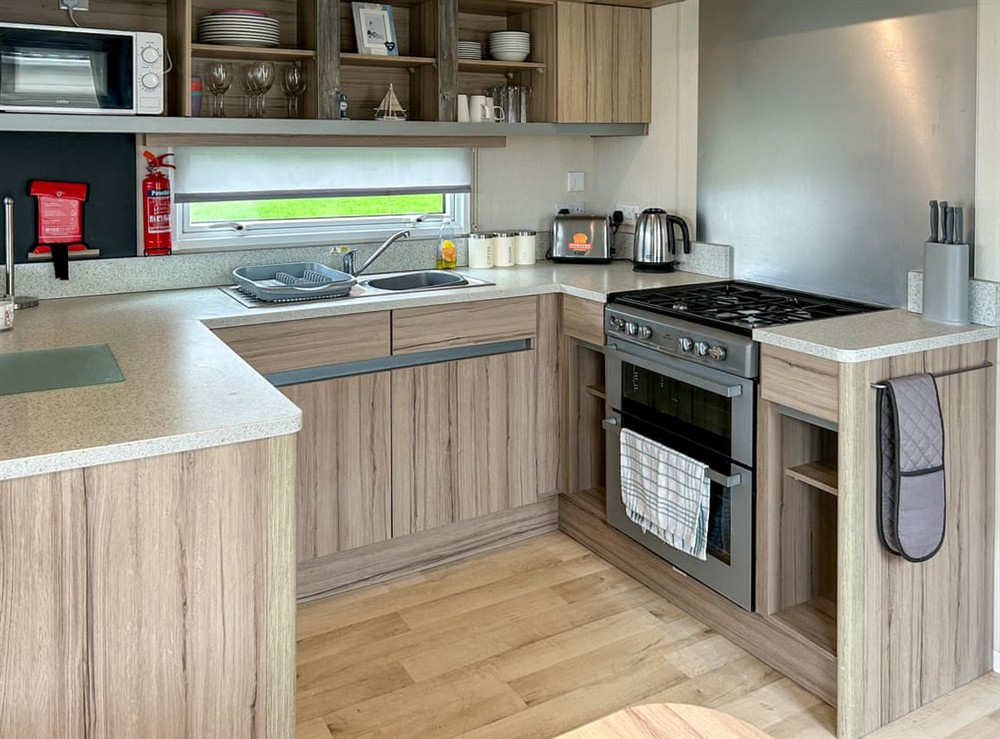 Kitchen area at Arran View Craig Tara in Dunure, Ayrshire
