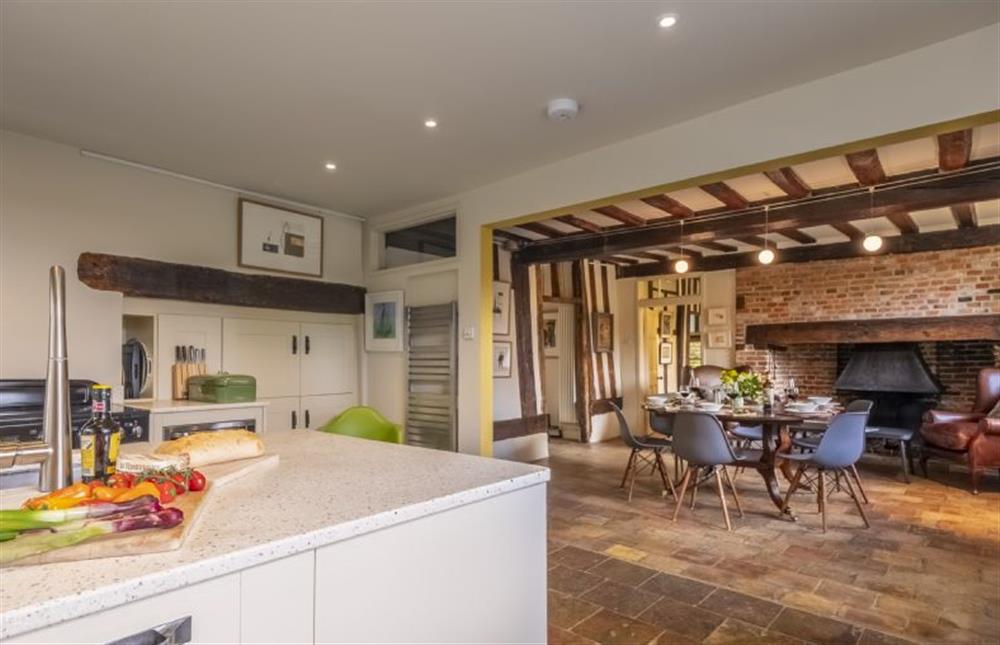 Kitchen and dining area provide plenty of space for entertainment and gathering at Art Farmhouse, Saxmundham