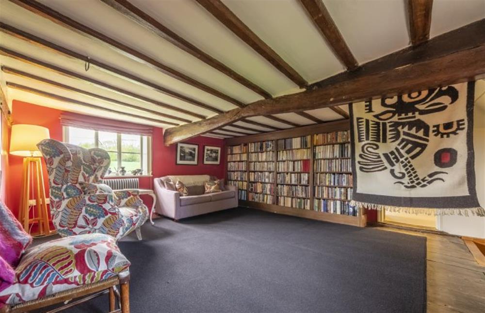 Library with a vast selection of books at Art Farmhouse, Saxmundham