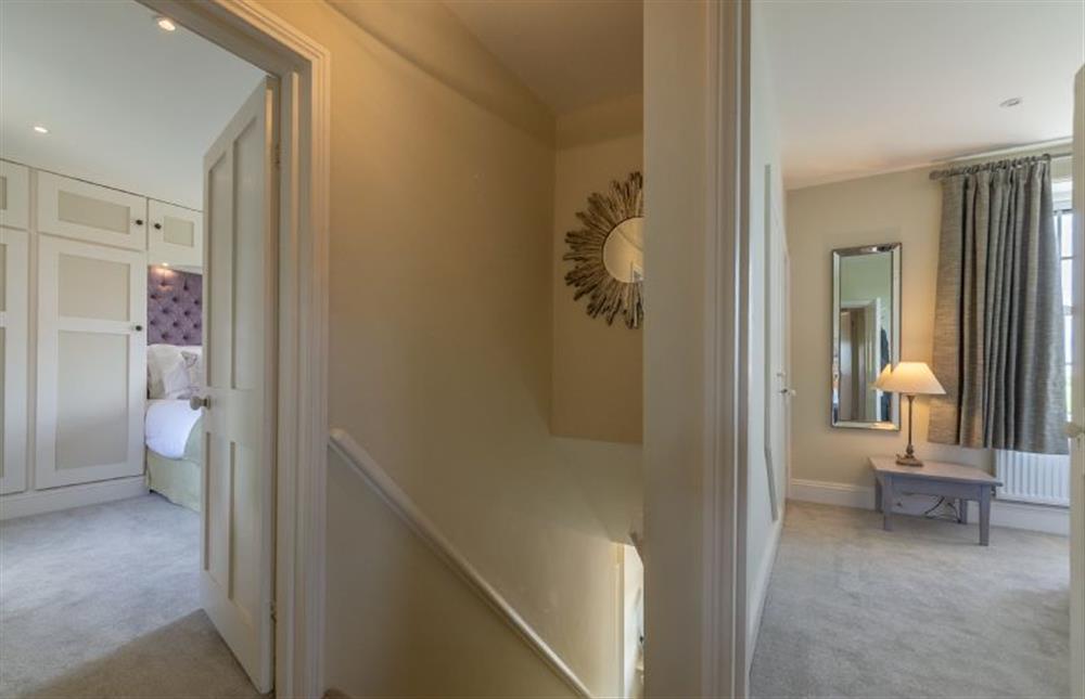 First floor: From the top of the stairs Master bedroom and bedroom two at Ashdale, Thornham near Hunstanton