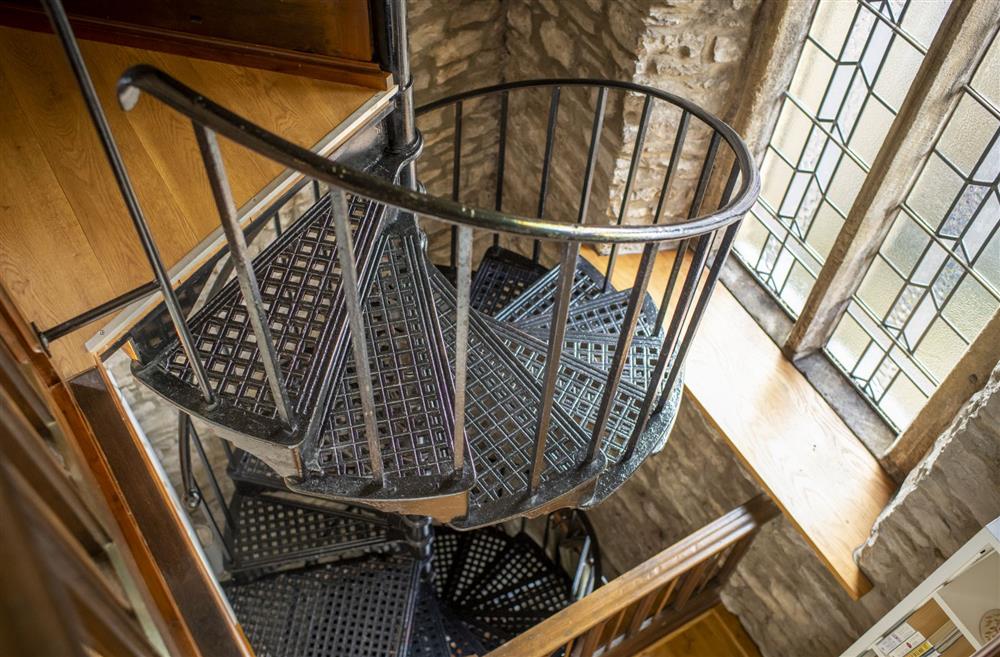 The beautiful spiral stairwell leading from the ground floor to the second floor at Askrigg Chapel, Askrigg, North Yorkshire