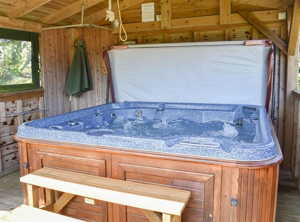 Delightful private hot tub at Lavender Cottage, 