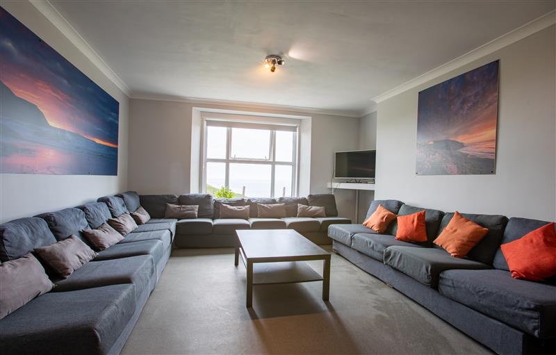 The living room at Atlantic Court, Widemouth Bay