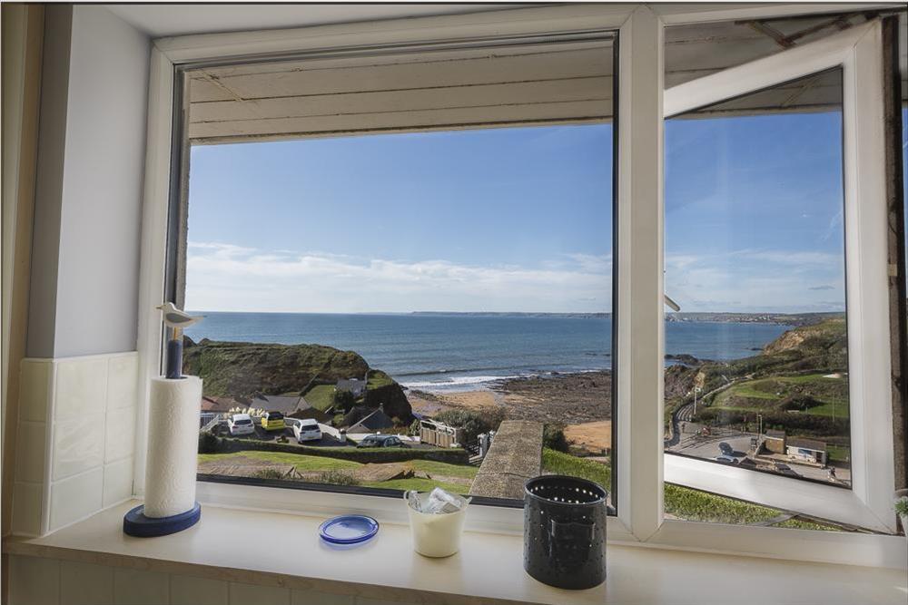 Views from Kitchen over Hope Cove and out to sea at Atlantic Lodge in Hope Cove, Kingsbridge