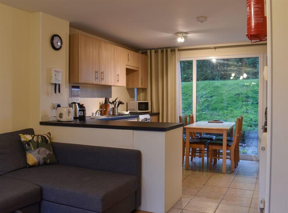 Open plan living space at Atlantic Lodge in St Columb Major, near Newquay, Cornwall