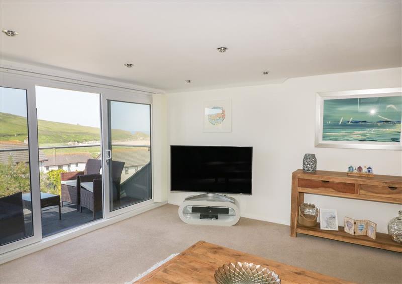 The living room at Atlantic View, Holywell Bay