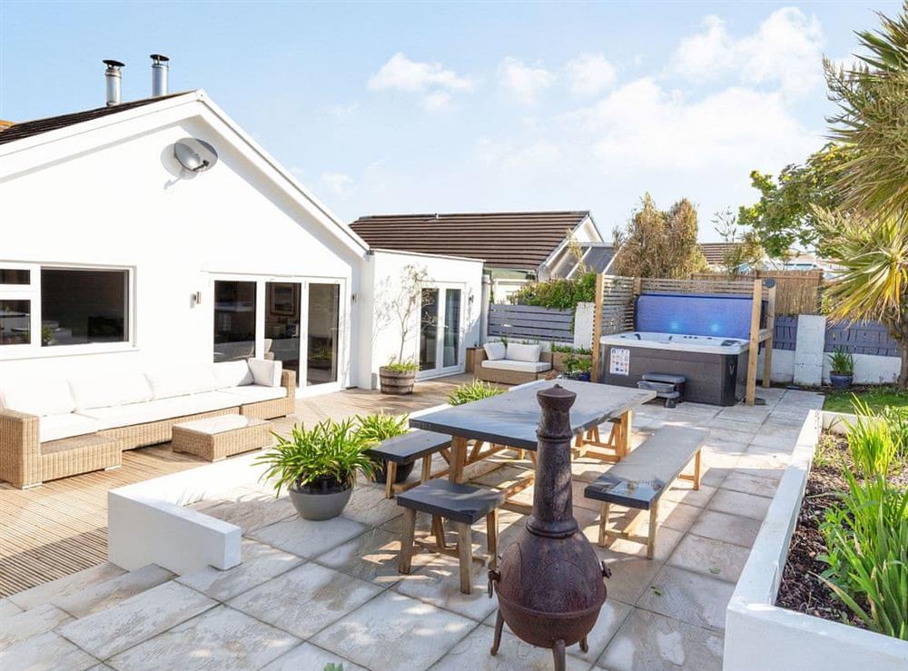 Patio at Atlantic Way- Atlantic View Bungalow in Porthtowan, Cornwall