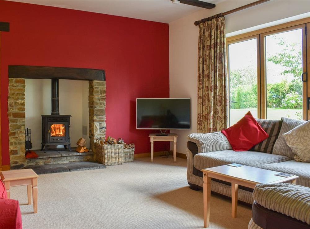Living room at Atworthy Cross Cottage in Bradworthy, Devon