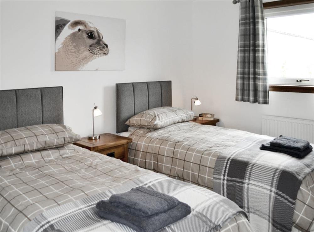 Tranquil bedroom with twin beds at Auldfield in Lhanbryde, near Elgin, Highlands, Morayshire