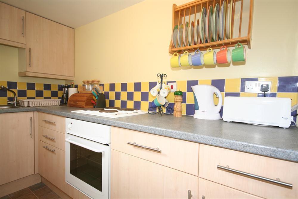 Galley-style Kitchen at Aune Cottage in Robinsons Row, Salcombe