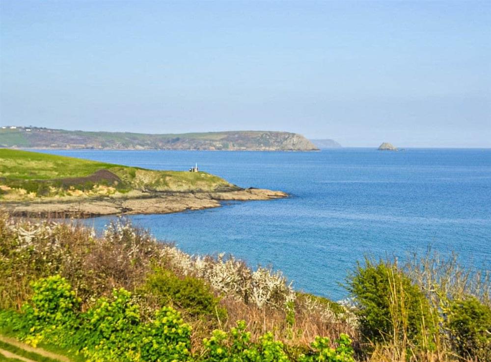 View over to Nare head and Gull rock at Avalen in Portscatho, Cornwall