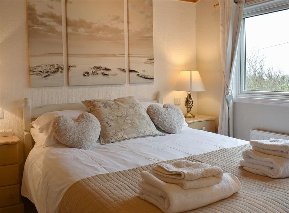 Double bedroom at Avalon lodge in Killigarth, near Polperro, Cornwall