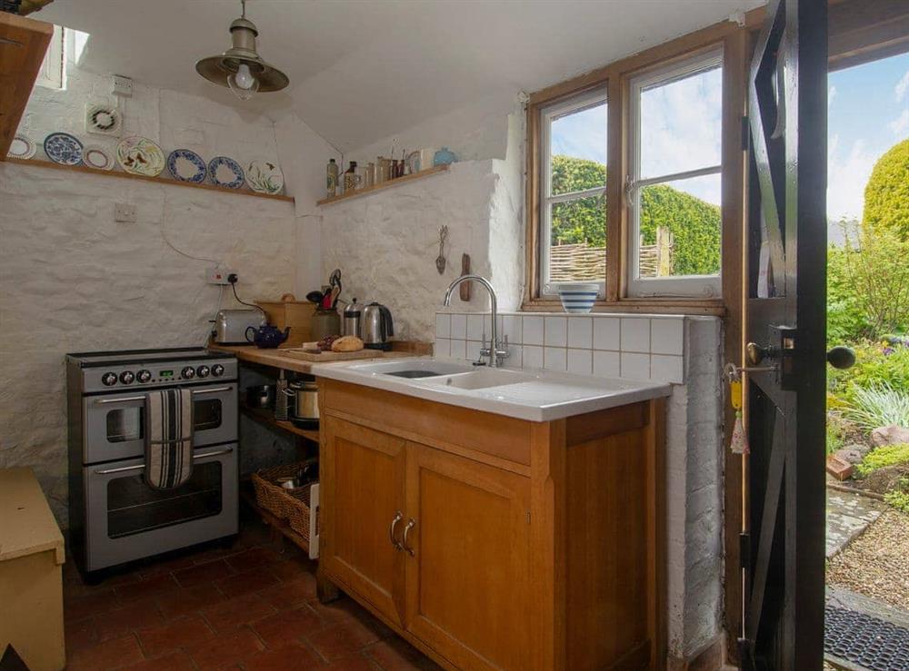 Galley style kitchen at Avebury Cottage in Avebury, Wiltshire