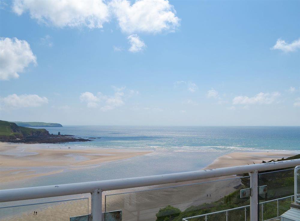 From the balcony there is a splendid view of Bigbury and Bantham beaches at Avon Quillet in Bigbury-on-Sea, Devon