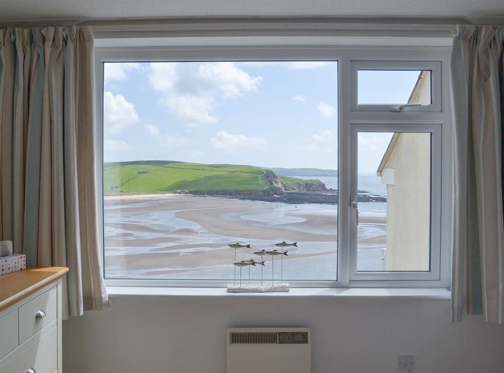 The double bedroom also benefits from wonderful views at Avon Quillet in Bigbury-on-Sea, Devon