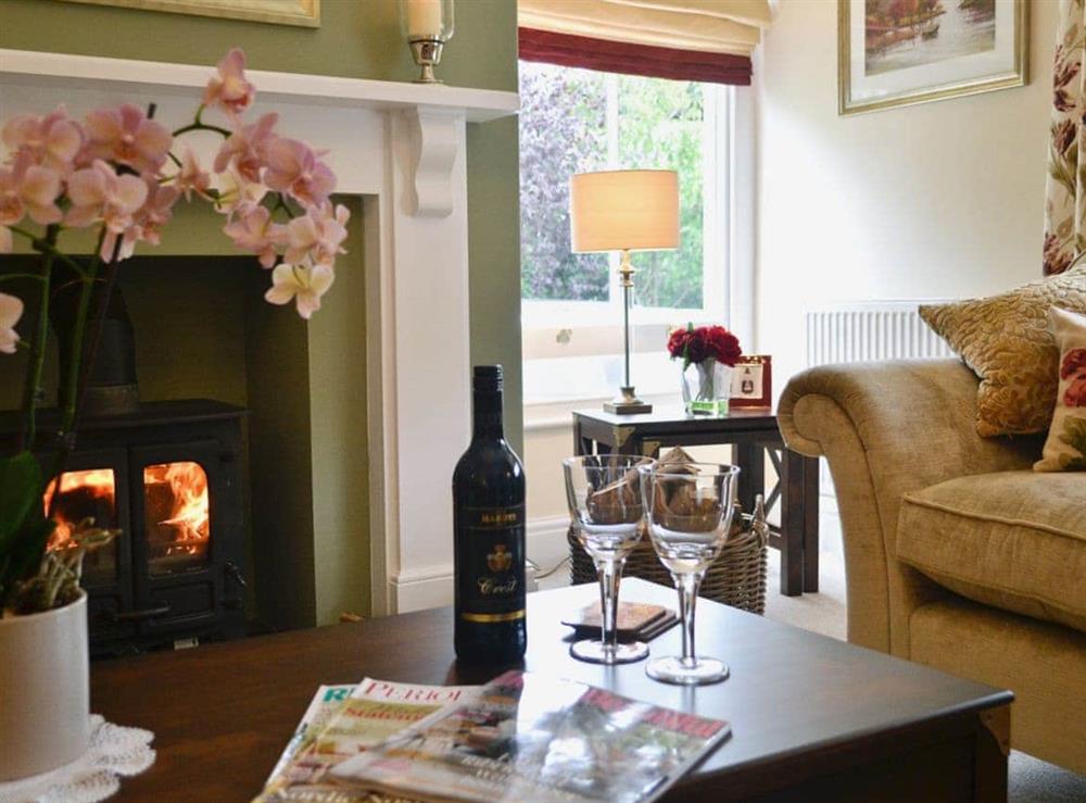 Enjoy a glass of wine in the cosy living room at Awelfa in Aberaeron, Dyfed