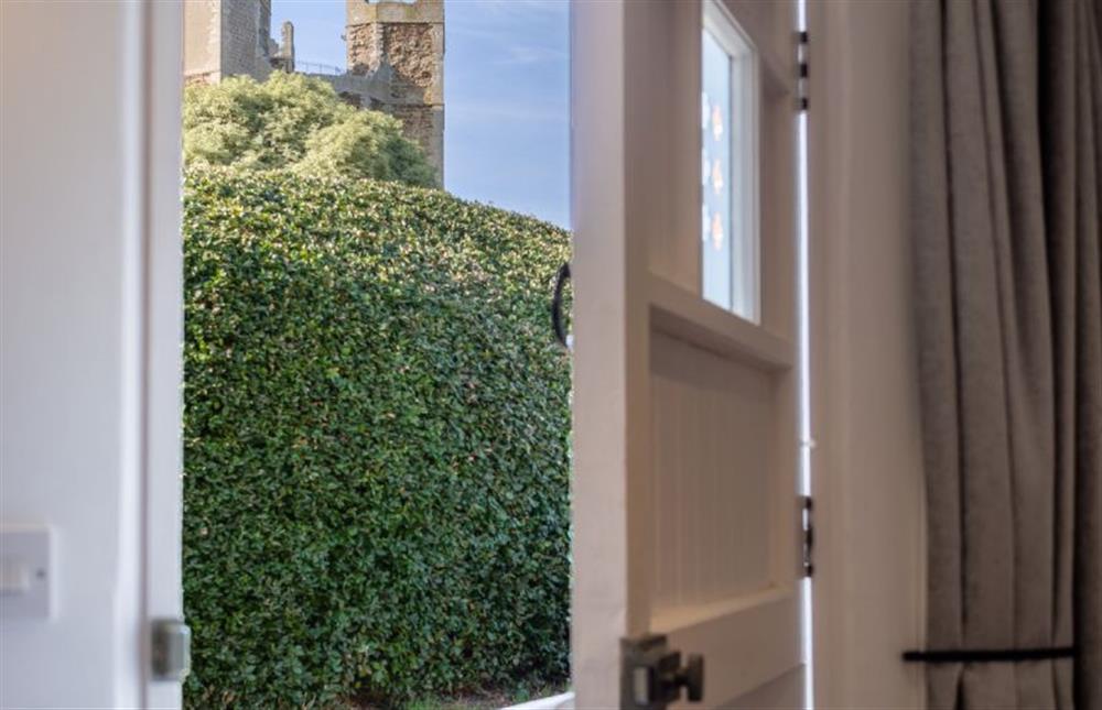 Spectacular views of the castle from the front door at Bailey Cottage, Orford