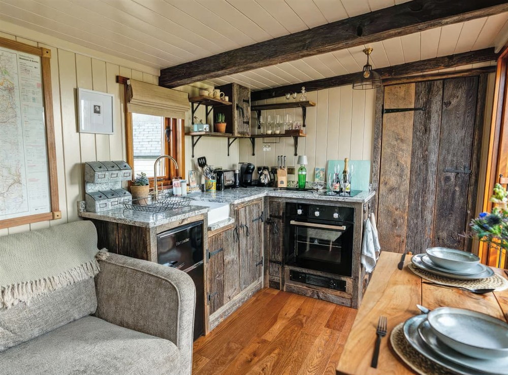 Open plan living space at Bailey Huts in Mitton, Lancashire