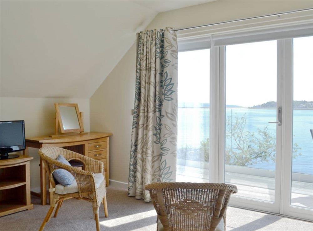 Master bedroom with brilliant views at Baileyfield in Strone, near Dunoon, Argyll
