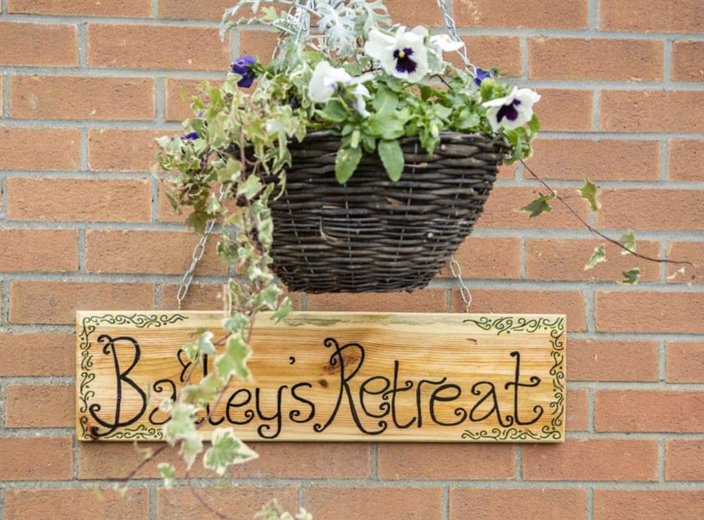 Quirky property sign at Baileys Retreat in Bardney, near Lincoln, Lincolnshire, England