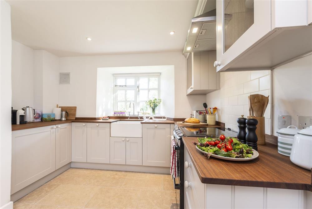 Open-plan kitchen and dining area at Bake House Cottage, Clifton Maybank, Nr Sherborne