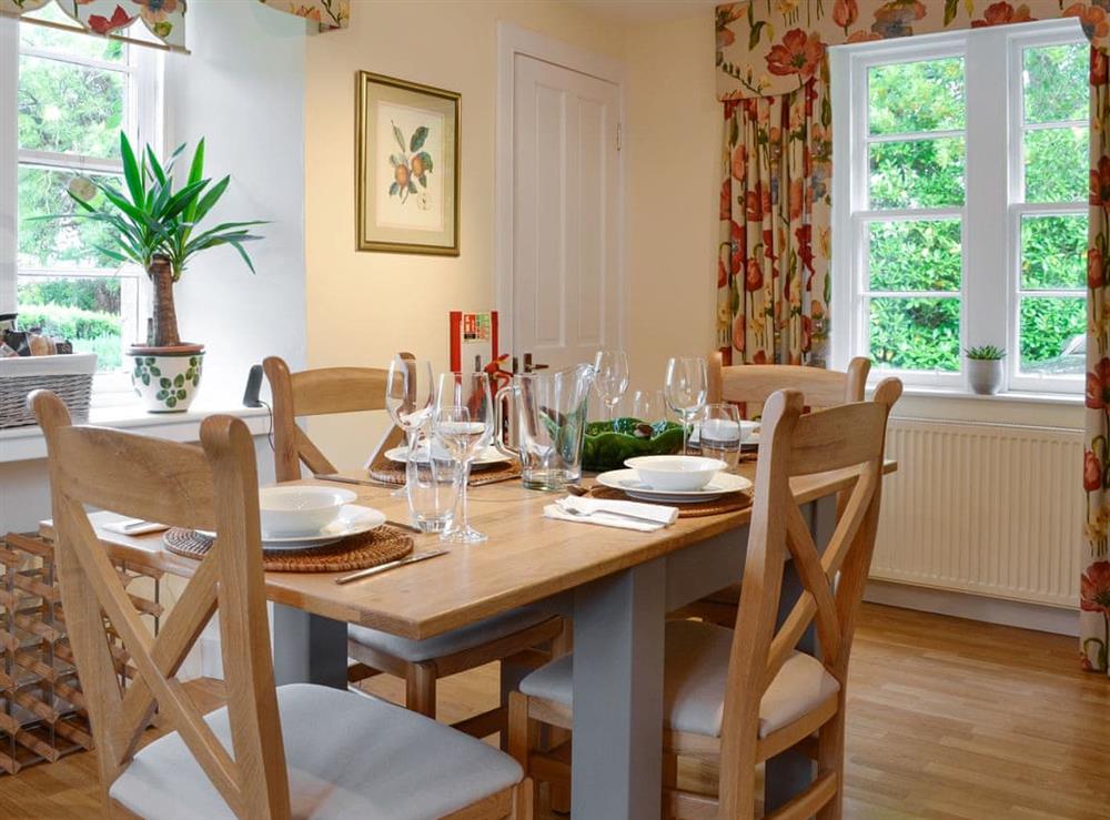 Elegant dining area at Baldowrie Gate Lodge in Kettins, near Blairgowrie, Perthshire