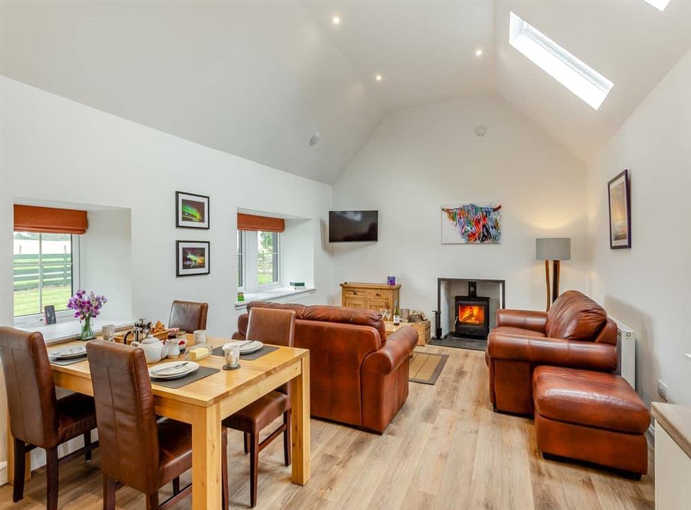 Open plan living space at Balnaha Cottage in Fearn, near Tain, Ross-Shire