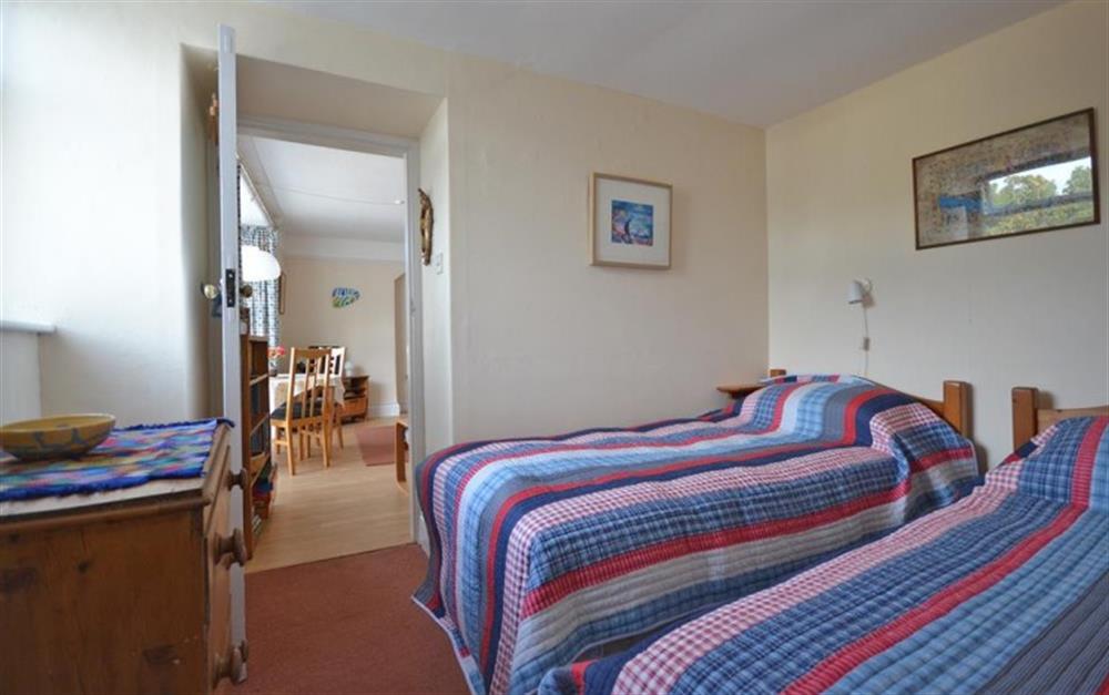 The twin bedroom is accessed from the living room. at Banff in Lyme Regis