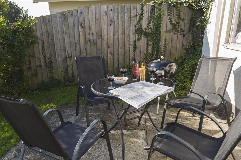 Furnished rear terrace with barbecue at Bankside in Hope Cove, Kingsbridge