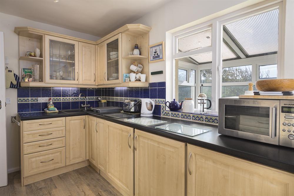 Galley kitchen with modern units at Bankside in Hope Cove, Kingsbridge
