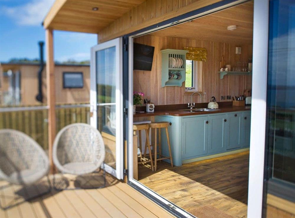 Enclosed verandah with garden furniture at Little Willow, 