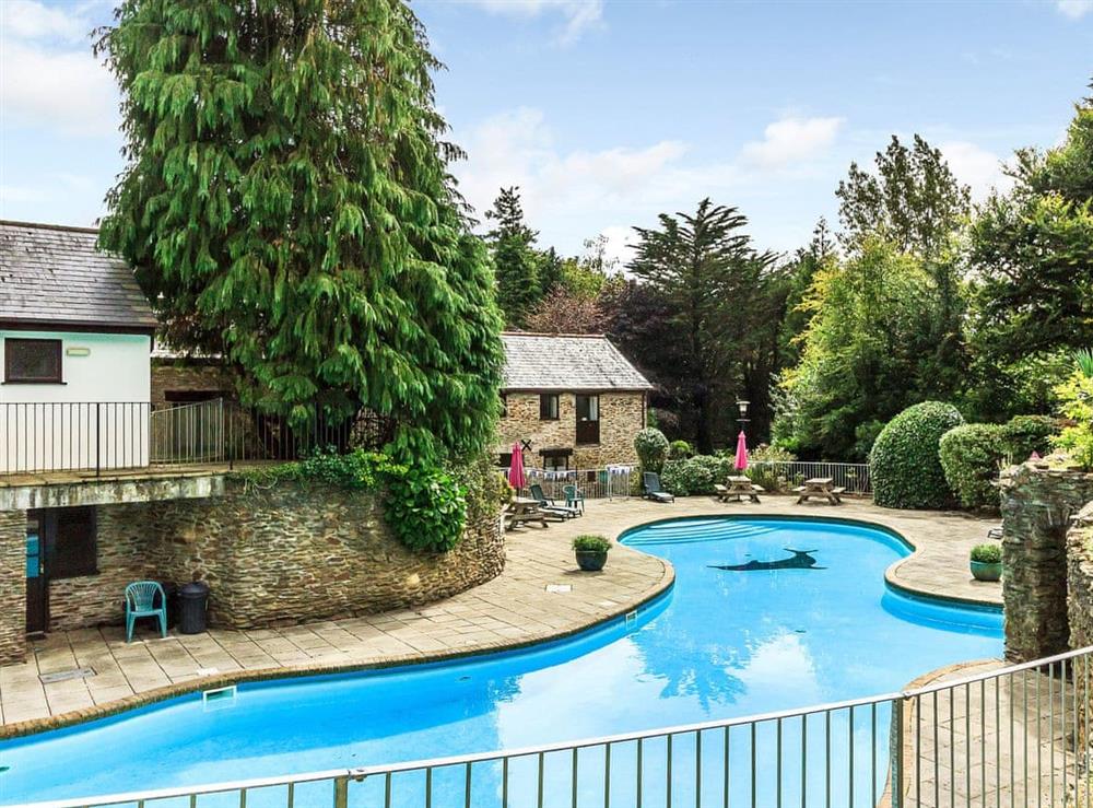 Shared Swimming pool at Barley Cottage in Modbury, Devon