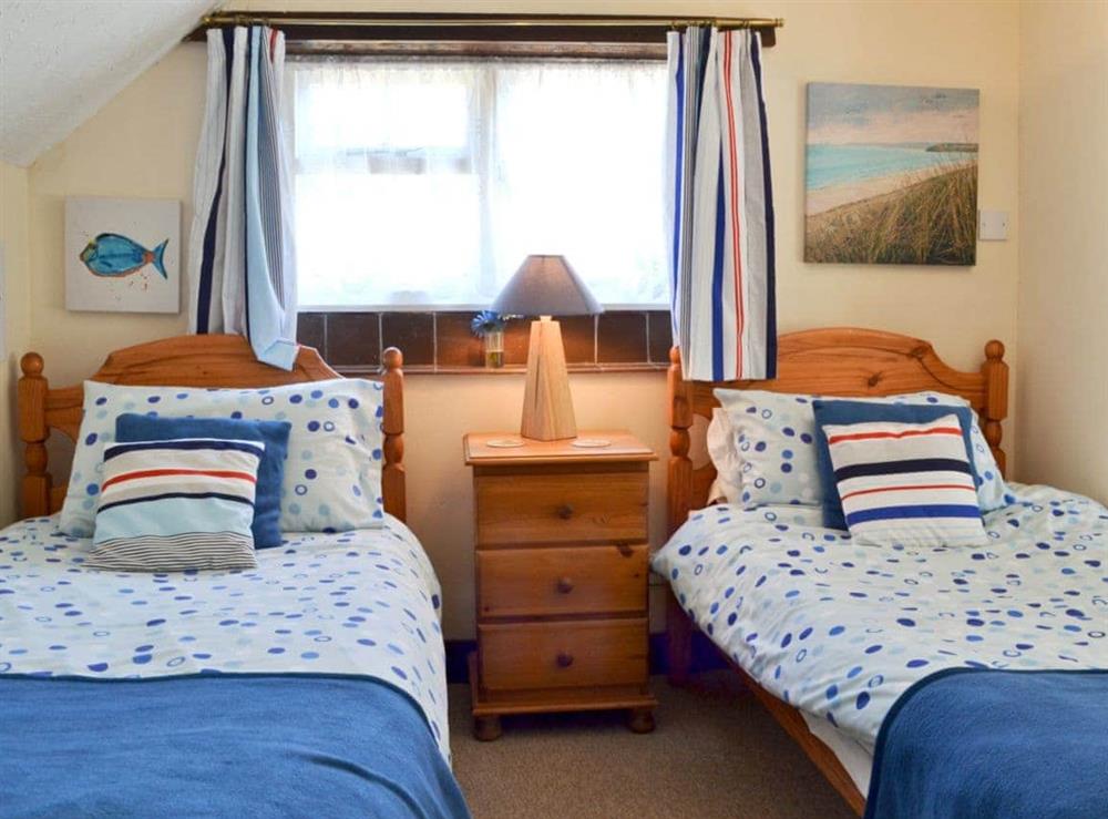 Twin bedroom at Barmstone Cottage in Brancaster, Norfolk., Great Britain