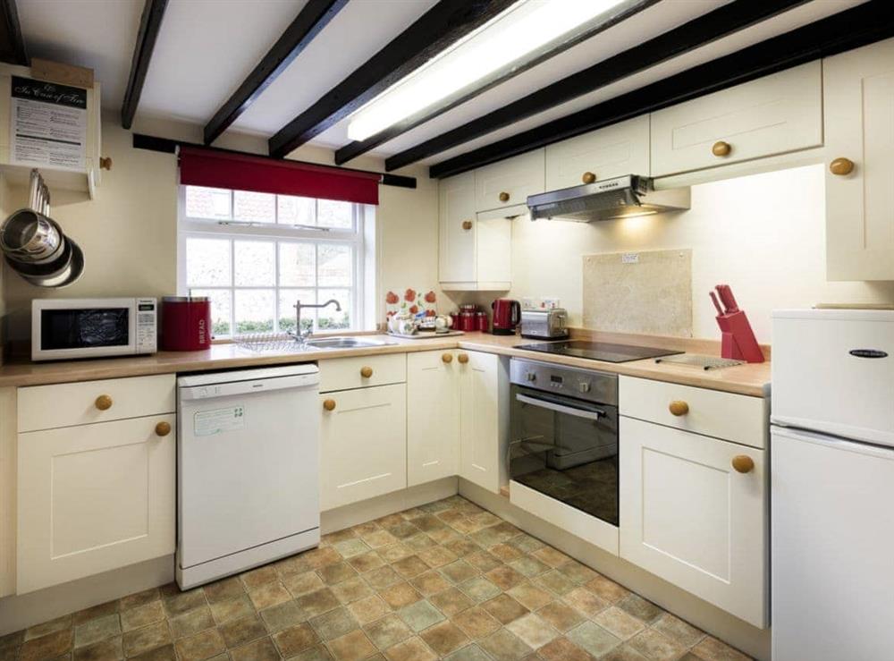 Well equipped kitchen at Barmstone Cottage in Brancaster, Norfolk., Great Britain