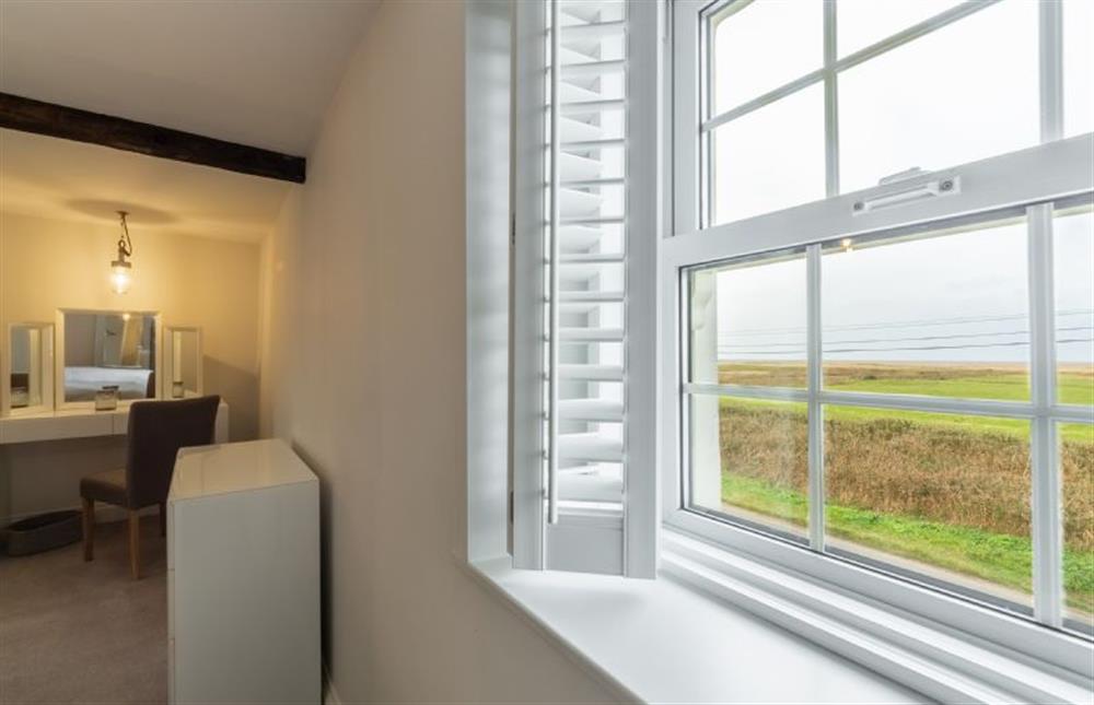 First floor: Master bedroom with lovely views out to sea at Barn Cottage, Salthouse near Holt