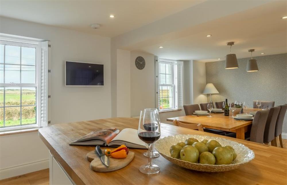 Ground floor: Open-plan dining area with stunning views at Barn Cottage, Salthouse near Holt