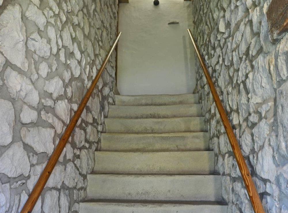 Stone steps to first floor at Barn End Cottage in Blackwell in the Peak, near Buxton, Derbyshire