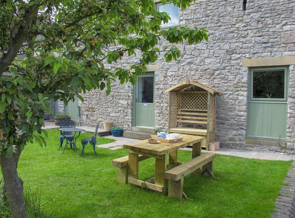 Lovely outside space at Barn on the Green in Foolow, near Tideswell, Derbyshire, England