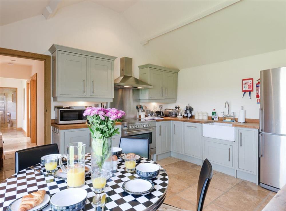 Open plan living space kitchen & dining area at Barn Owl Lodge in near Carsington, Derbyshire