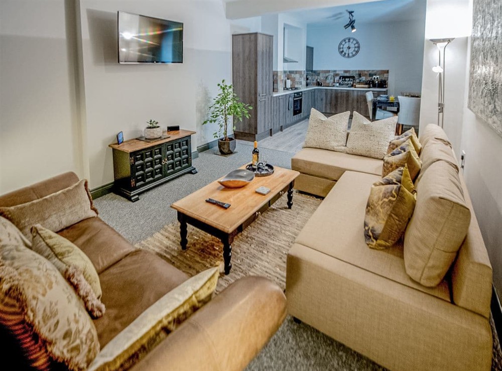 Open plan living space at Barnston House in Heswall, Wirral, Merseyside