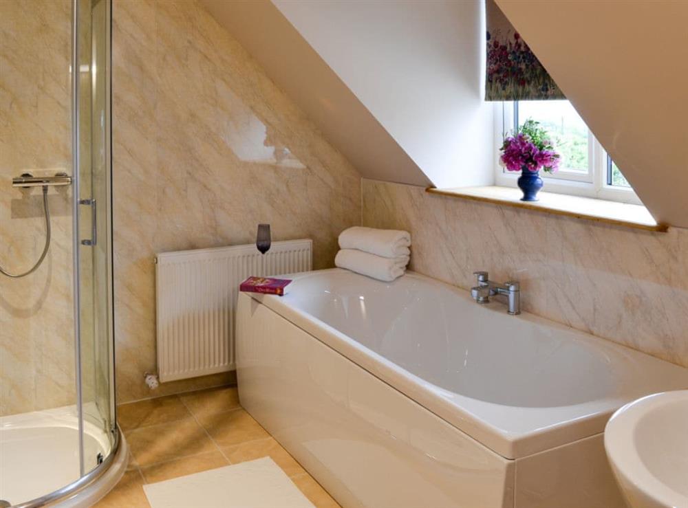 Bathroom with shower at Barwick in Exbourne, near Okehampton, Devon