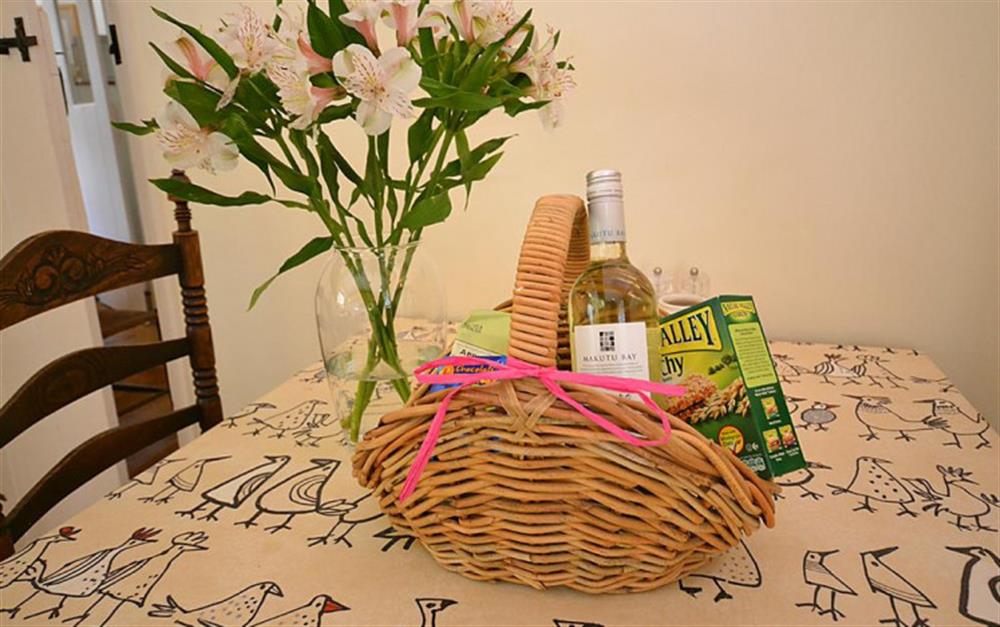 A very welcoming basket for guests. at Battery Cottage in Noss Mayo
