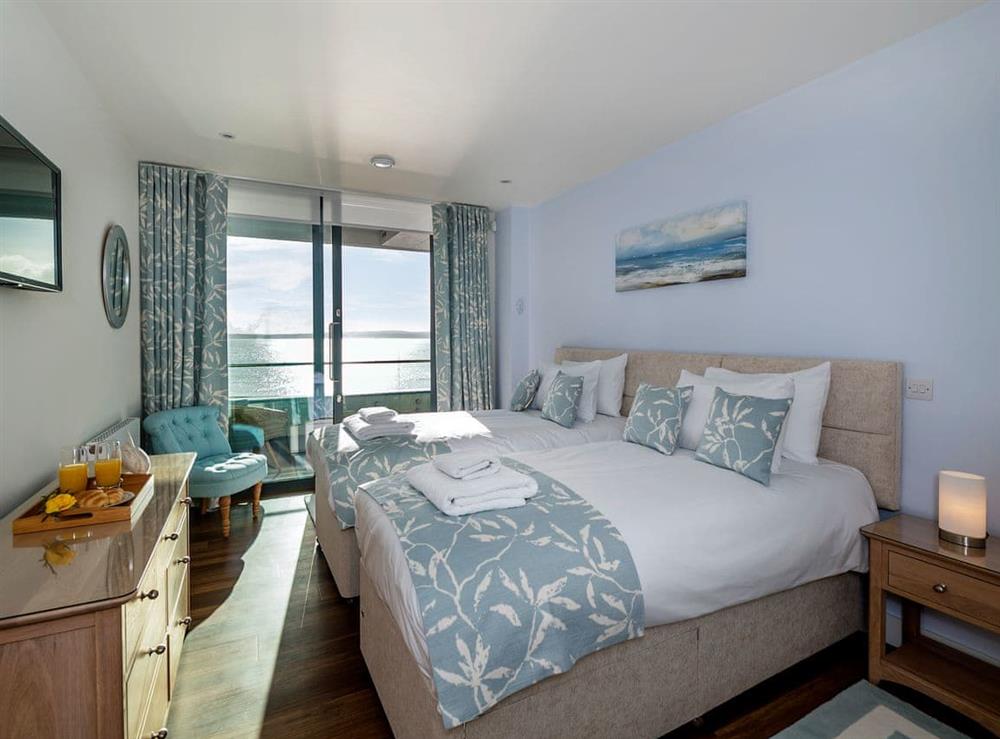 Charming twin bedroom with sea views at Bay View in Torquay, Devon