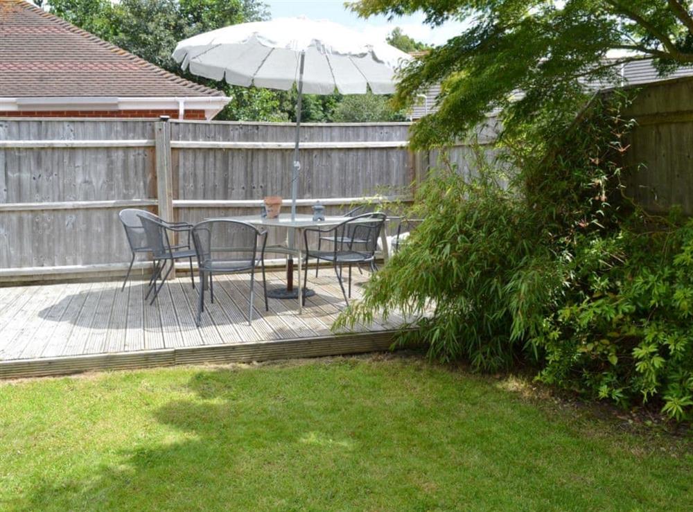 Decked patio area at Baytree House in Wimborne, Dorset