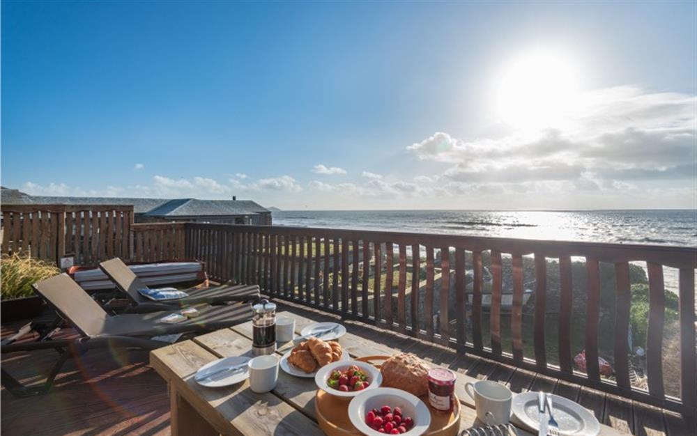 The stunning views from the terrace with hot tub too! at Bayview in Portwrinkle