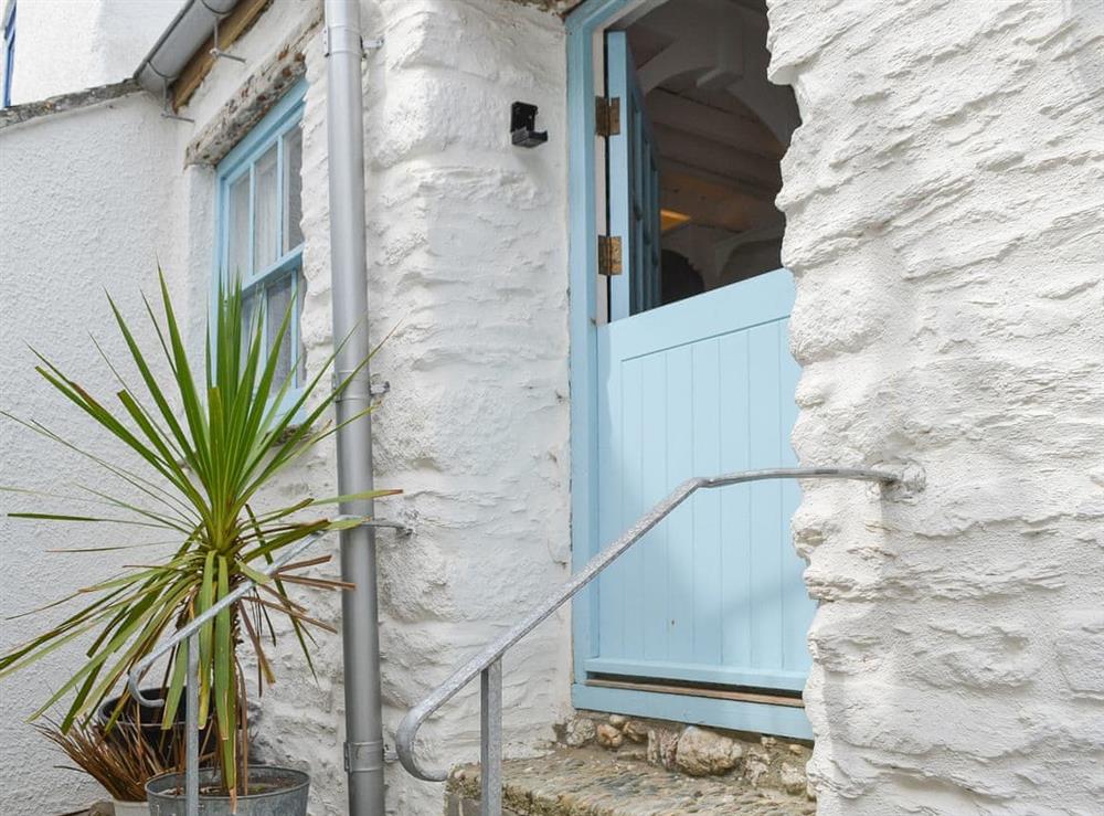 Discrete entrance tucked away in a side street at Beach Corner Cottage in Gorran Haven, near St Austell, Cornwall