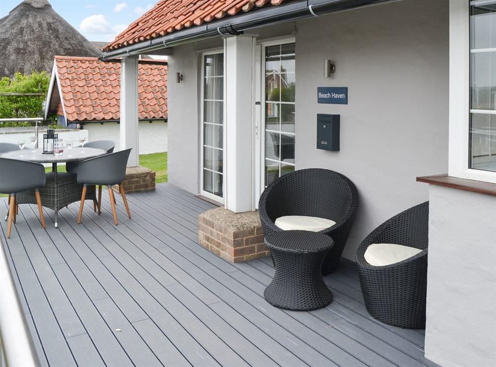 Outdoor living space at Beach Haven in Sheringham, Norfolk