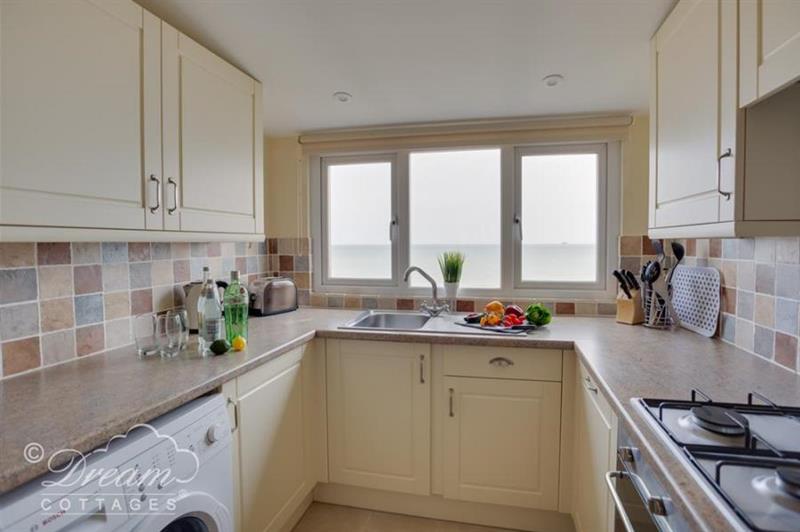 The kitchen at Beach View Apartment 4, Weymouth, Dorset
