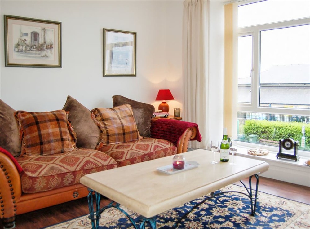 Open plan living space at Beach Vista Apartment 1 in Barmouth, Gwynedd